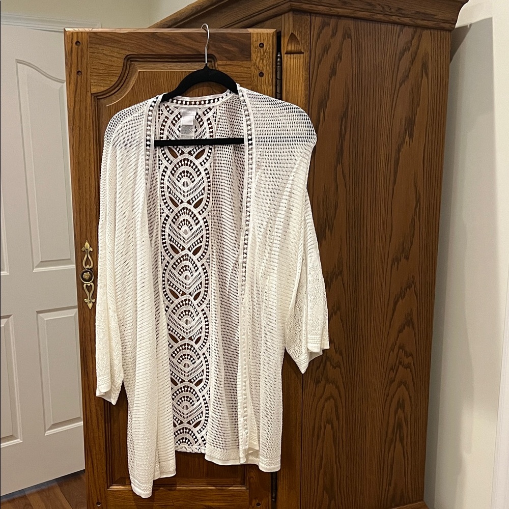 Chico's White Open-Front Cardigan